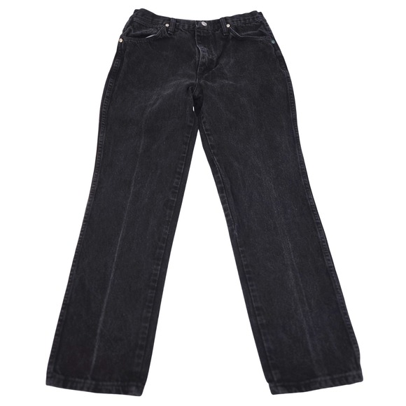 VINTAGE Wrangler Slim Bootcut Jeans MADE‎ IN USA Black Denim 30x30 Cowboy Cut